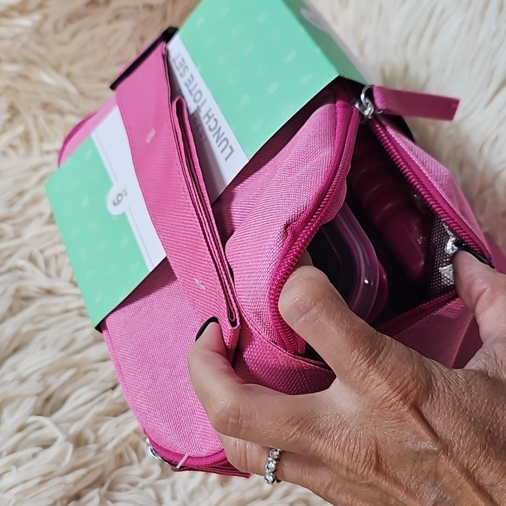 Pink Insulated Lunch Tote Set - Picture 4 of 7